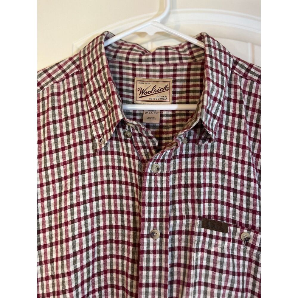 Vintage Woolrich Mens 2XL Plaid Button Down Shirt Short Sleeve Outdoorwear
